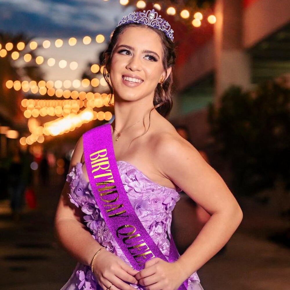 Birthday Sash For Women Happy Birthday Crown Tiaras For Women Queen Princess Hea View 5